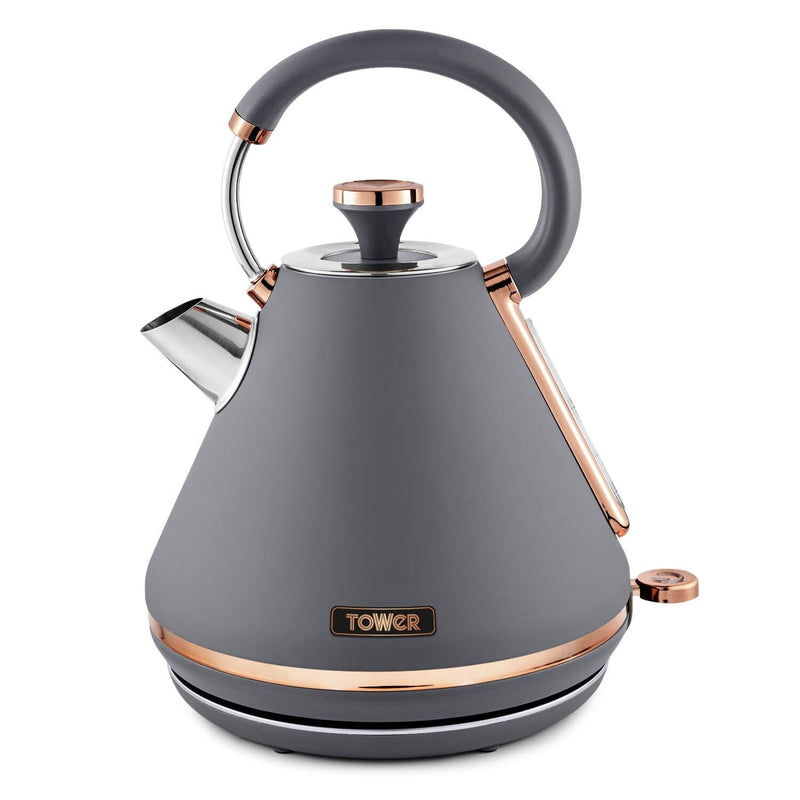 Tower Cavaletto Pyramid Kettle & 4 Slice Toaster Set - Grey & Rose Gold