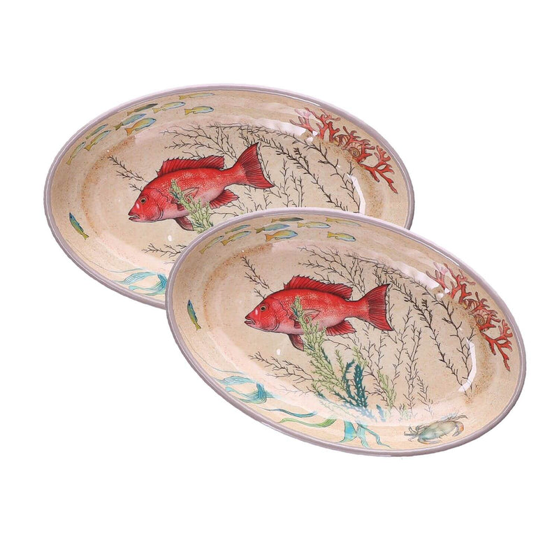 Rose & Tulipani Sea Life Melamine Oval Plate - Set of 2