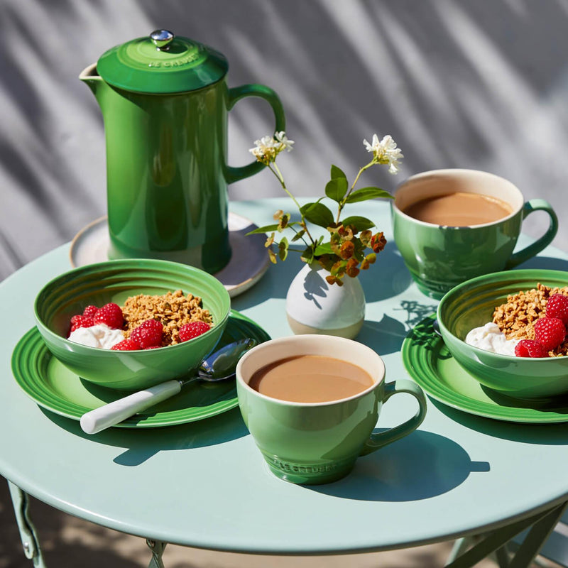 Le Creuset Bamboo Stoneware 4 Piece Mug & Grand Teapot Set - Green - Potters Cookshop