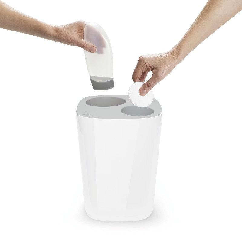 70514 Joseph Joseph Split Grey Bathroom Waste Separation Bin - Separation Lifestyle