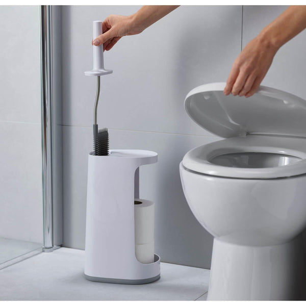 Joseph Joseph Flex Store Toilet Brush & Caddy Holder - White / Grey - Potters Cookshop