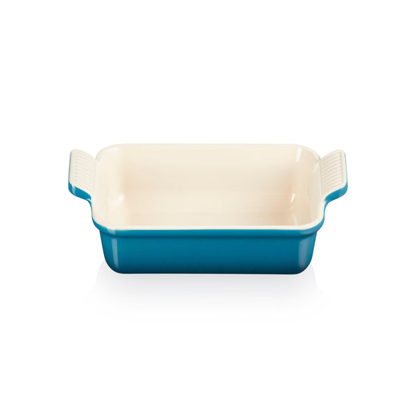 Le Creuset Stoneware Heritage 19cm Rectangular Deep Dish - Deep Teal - Potters Cookshop