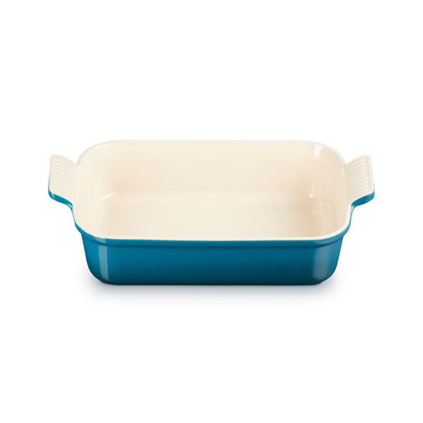 Le Creuset Heritage Stoneware 26cm Rectangular Deep Dish - Deep Teal - Potters Cookshop