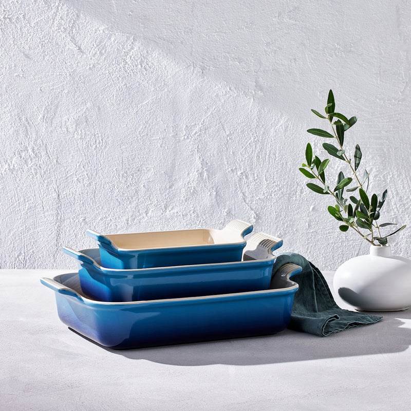 Le Creuset Stoneware Heritage 32cm Deep Rectangular Dish - Azure