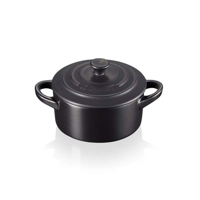 Le Creuset Stoneware Petite Round Casserole - Satin Black - Potters Cookshop