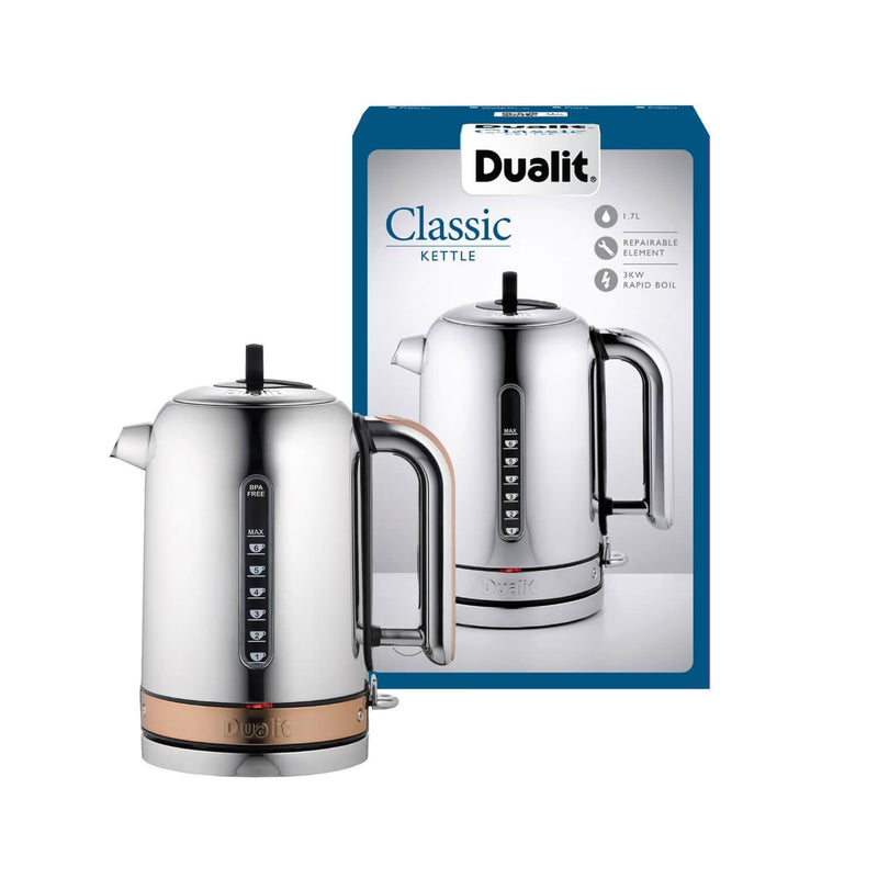 Dualit Classic 1.7 Litre Jug Kettle & 2 Slice Toaster Set - Copper & Chrome - Potters Cookshop