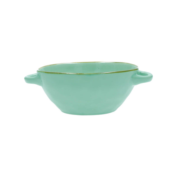 Rose & Tulipani Concerto Verde Acqua Tiffany Green Soup Bowl With Handles - 14cm