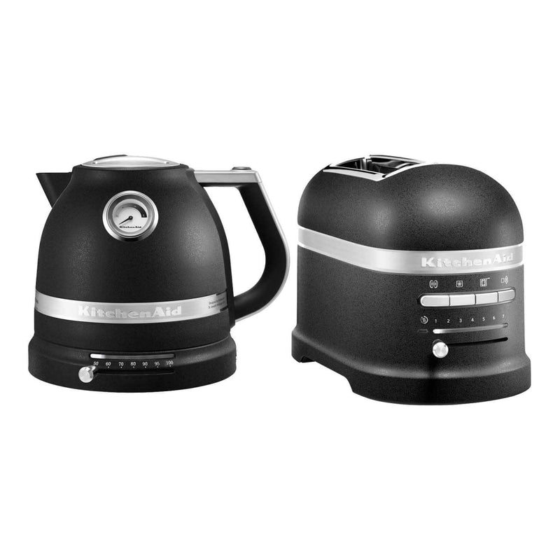 KitchenAid Artisan Kettle & 2 Slice Toaster Set - Cast Iron Black - Potters Cookshop