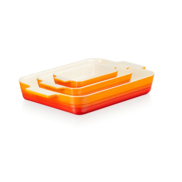 Le Creuset Stoneware Classic Rectangular Oven Dish Set - Volcanic