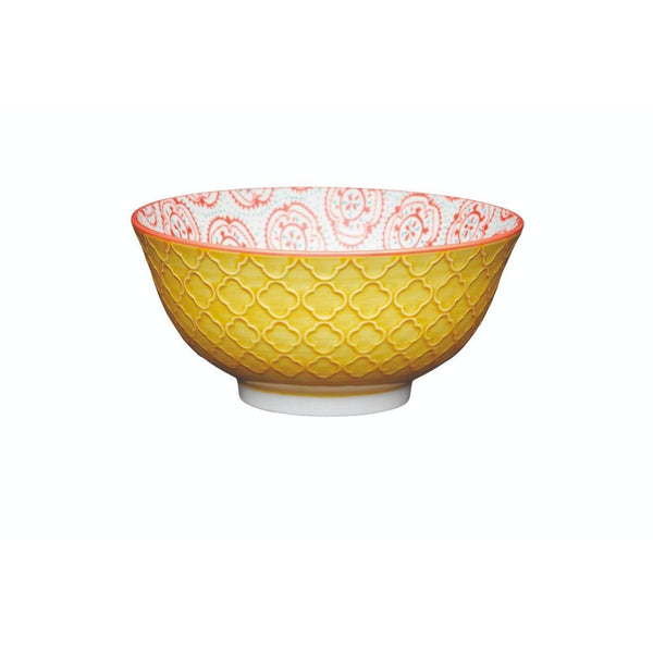 Kitchencraft Stoneware Bowl - Bright Yellow Floral - Potters Cookshop