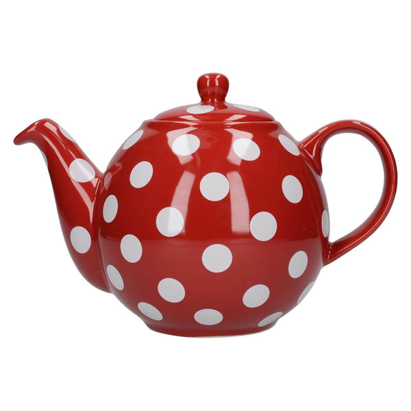 London Pottery Globe Red With White Spots Teapot - 4 Cup - Potters Cookshop