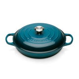 Le Creuset Signature Cast Iron 30cm Shallow Casserole - Deep Teal - Potters Cookshop