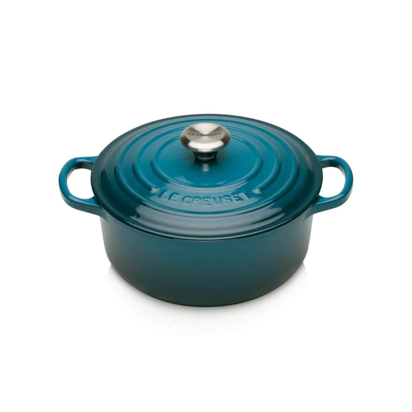 Le Creuset Signature Cast Iron 20cm Round Casserole - Deep Teal - Potters Cookshop