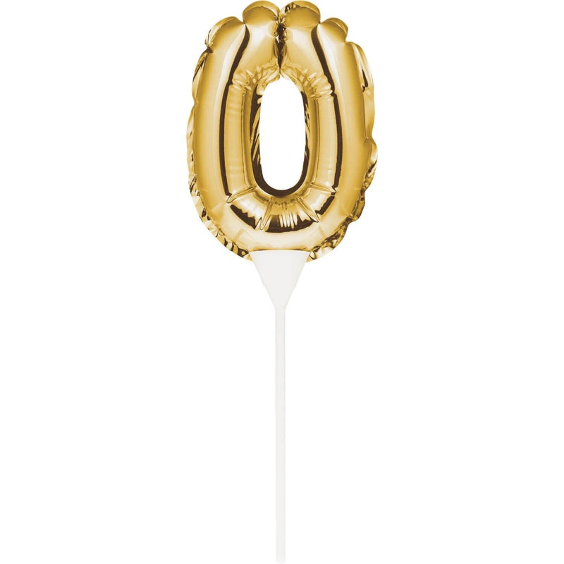Creative Party No. 0 Self-Inflating Mini Balloon Cake Topper - Gold - Potters Cookshop
