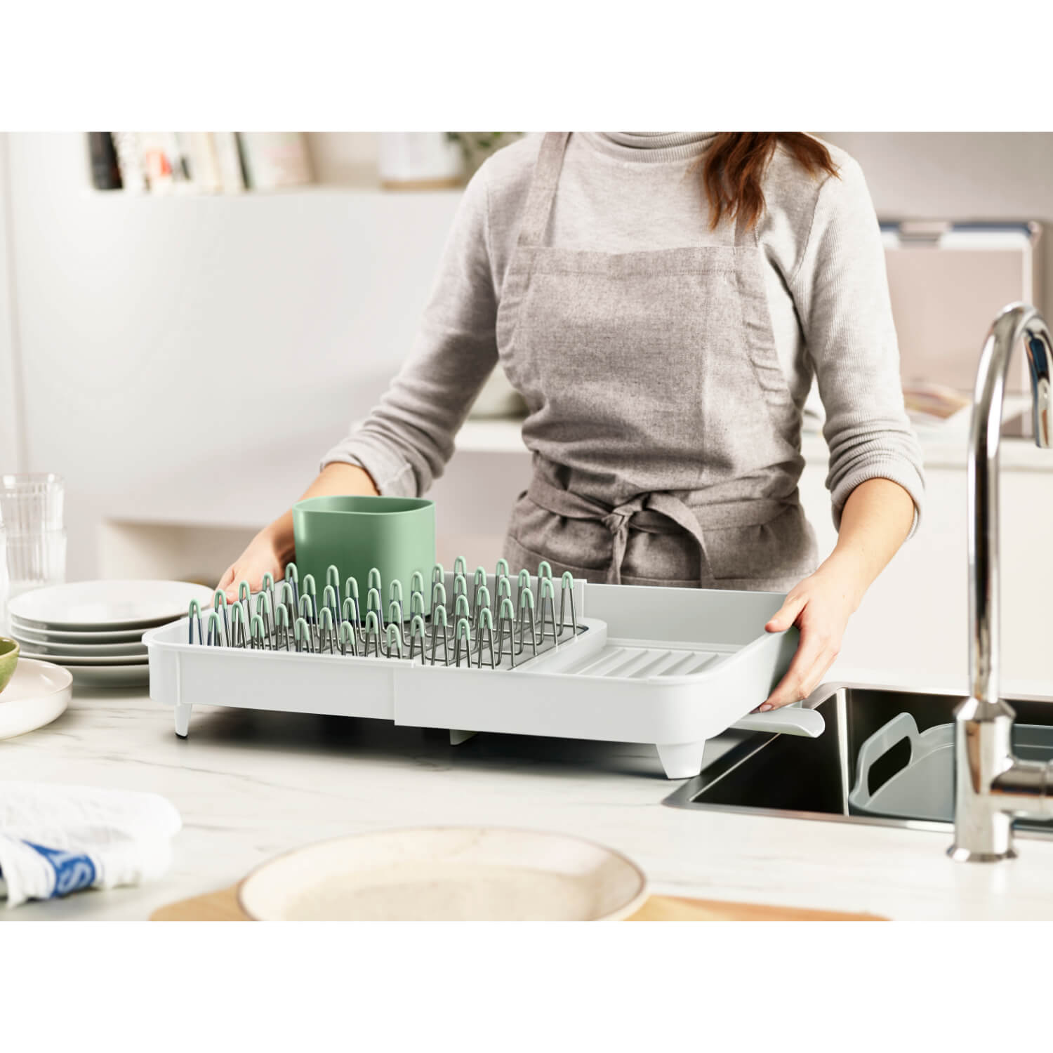 Joseph Joseph | Extend Expandable Dish Rack - Light Stone & Sage Green ...