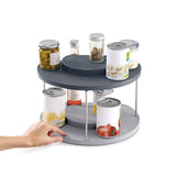 Joseph Joseph Cupboard Store 2 Tier Rotating Organiser - Grey - Potters Cookshop