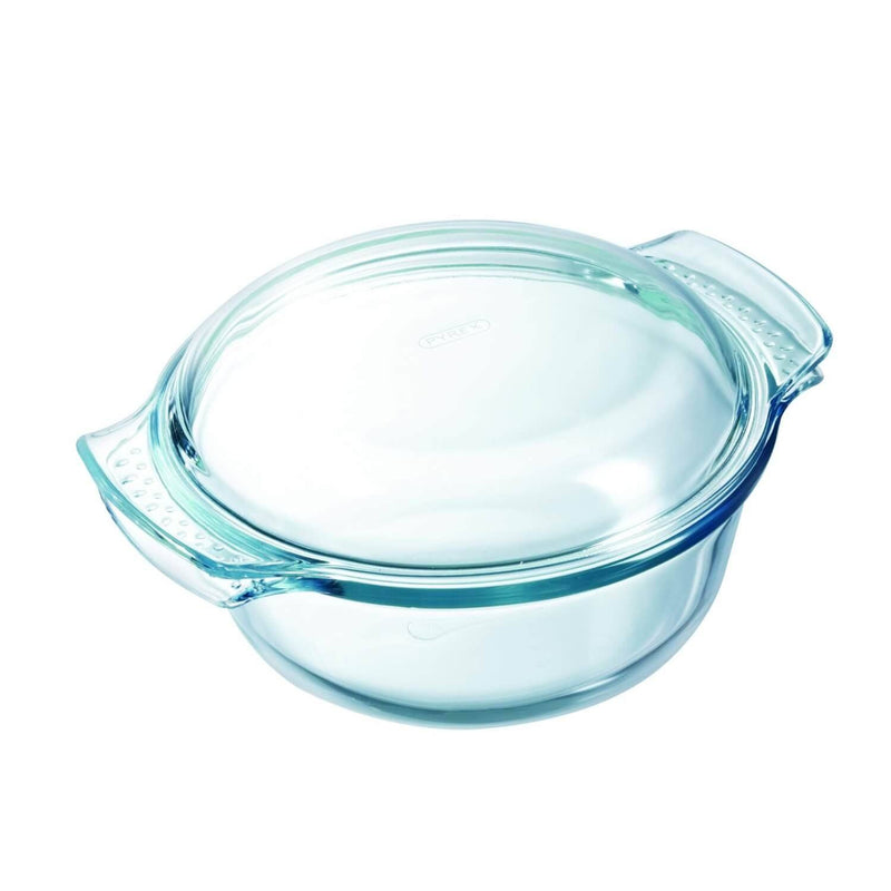Pyrex Classic Easy Grip Round Glass Casserole - 4.9 Litre - Potters Cookshop