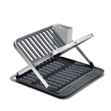 OXO Good Grips Aluminium Fold Flat Dish Rack - Grey - Potters Cookshop