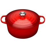 Le Creuset Signature Cast Iron 24cm Round Casserole - Cerise - Potters Cookshop