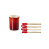 Le Creuset Craft 4-Piece Utensil Set with Stoneware Utensil Jar - Cerise