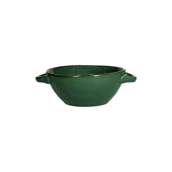 Rose & Tulipani Concerto Verde Bosco Forest Green Soup Bowl With Handles - 14cm