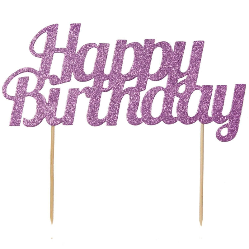 Creative Party Glitter 'Happy Birthday' Cake Topper - Pink - Potters Cookshop