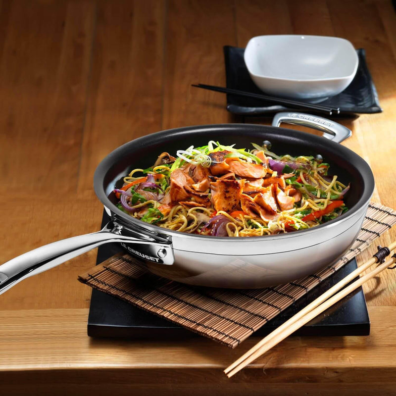 Le Creuset 3-Ply Stainless Steel Non-Stick Frying Pan With Helper Handle - 30cm - Potters Cookshop