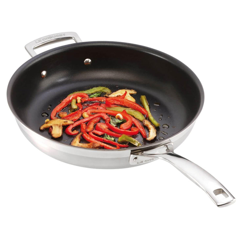 Le Creuset 3-Ply Stainless Steel Non-Stick Frying Pan With Helper Handle - 30cm - Potters Cookshop