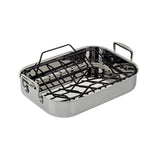 Le Creuset 3-Ply Stainless Steel Rectangular Roaster With Rack - 35cm - Potters Cookshop