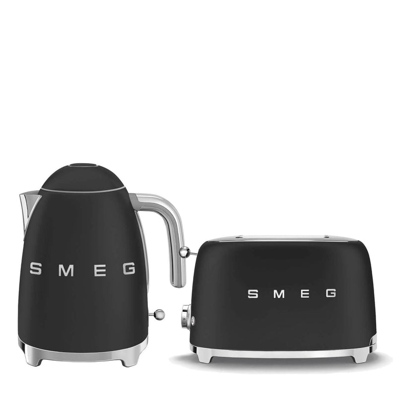 Smeg Jug Kettle & 2 Slice Toaster Set - Matte Black
