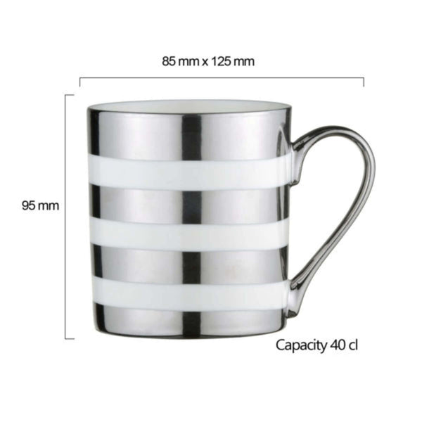 Bia International Porcelain Stripes 400ml Mug - Platinum