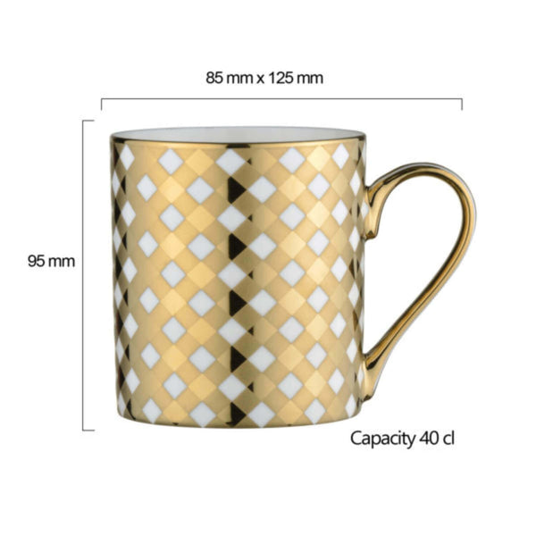 Bia International Porcelain Tartan 400ml Mug - Gold