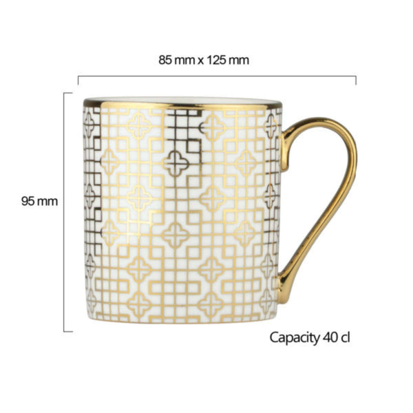 Bia International Porcelain Art Deco 400ml Mug - Gold