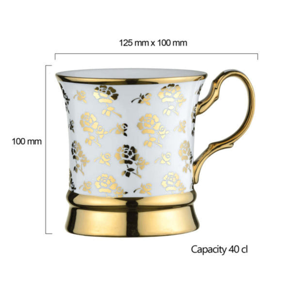 Bia International Porcelain Rose 400ml Mug - Gold