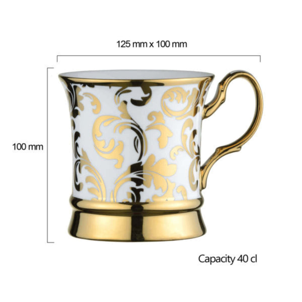 Bia International Porcelain Acanthus 400ml Mug - Gold