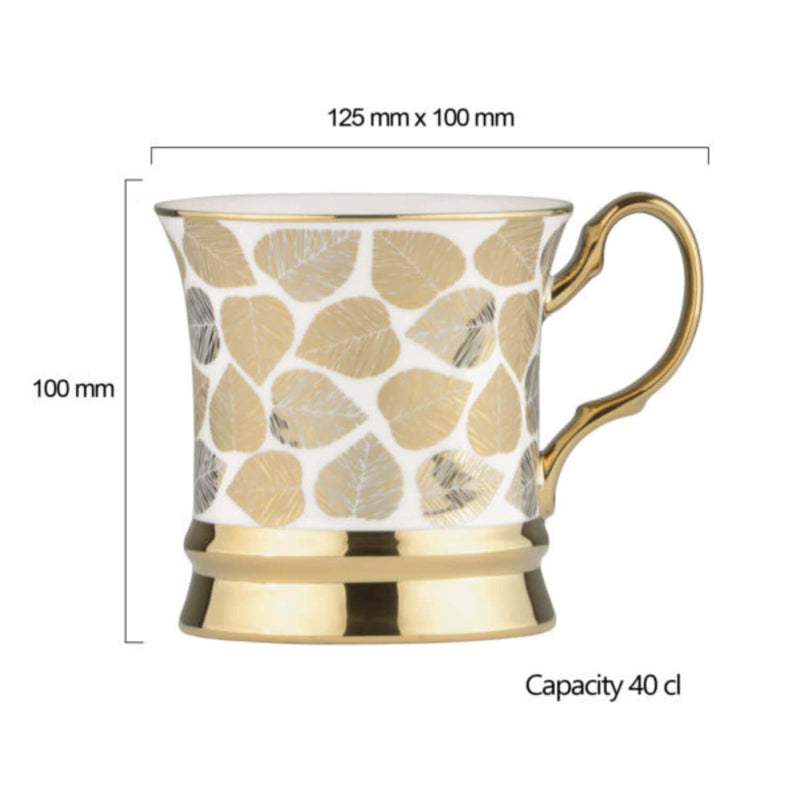 Bia International Porcelain Leaf 400ml Mug - Gold