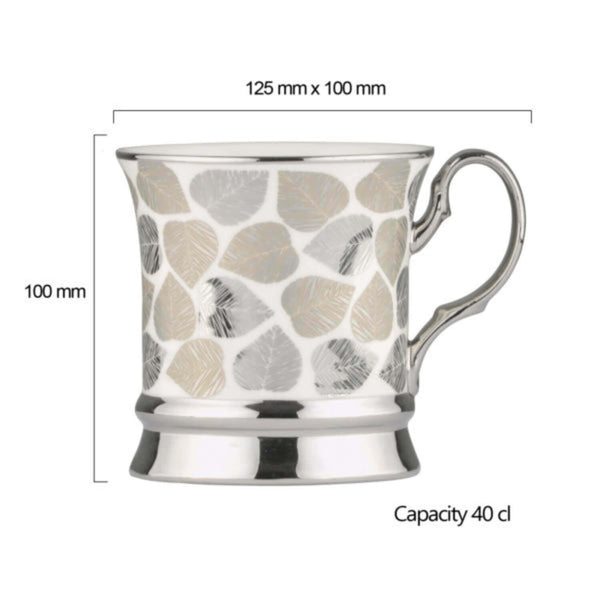 Bia International Porcelain Leaf 400ml Mug - Platinum