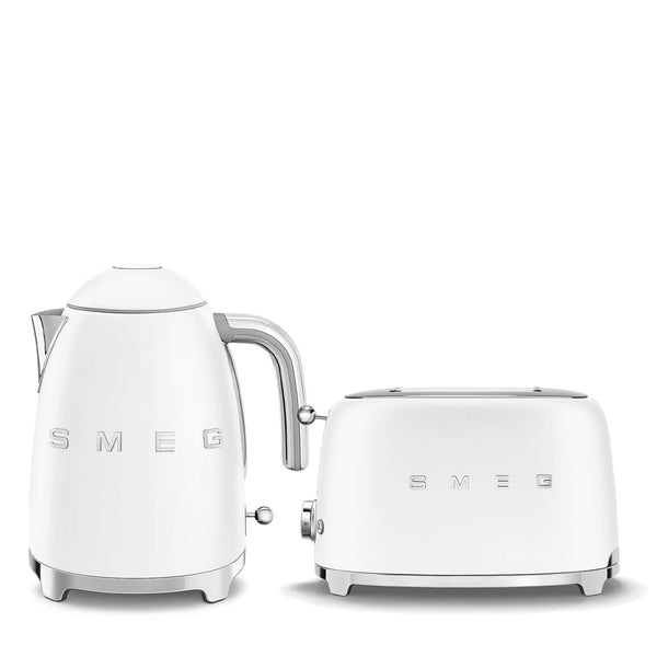 Smeg Jug Kettle & 2 Slice Toaster Set - Matte White