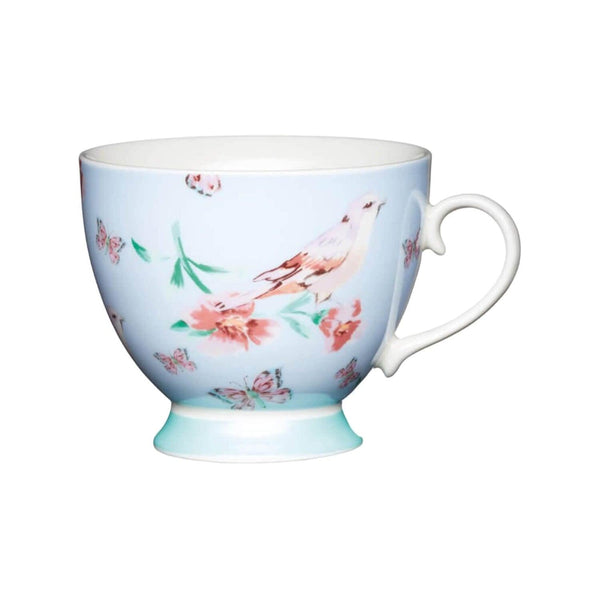 KitchenCraft 400ml Footed Mug - Blue Birds - Potters Cookshop