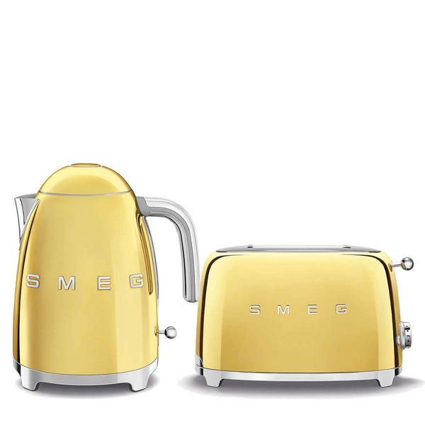 Smeg Jug Kettle & 2 Slice Toaster Set - Gold