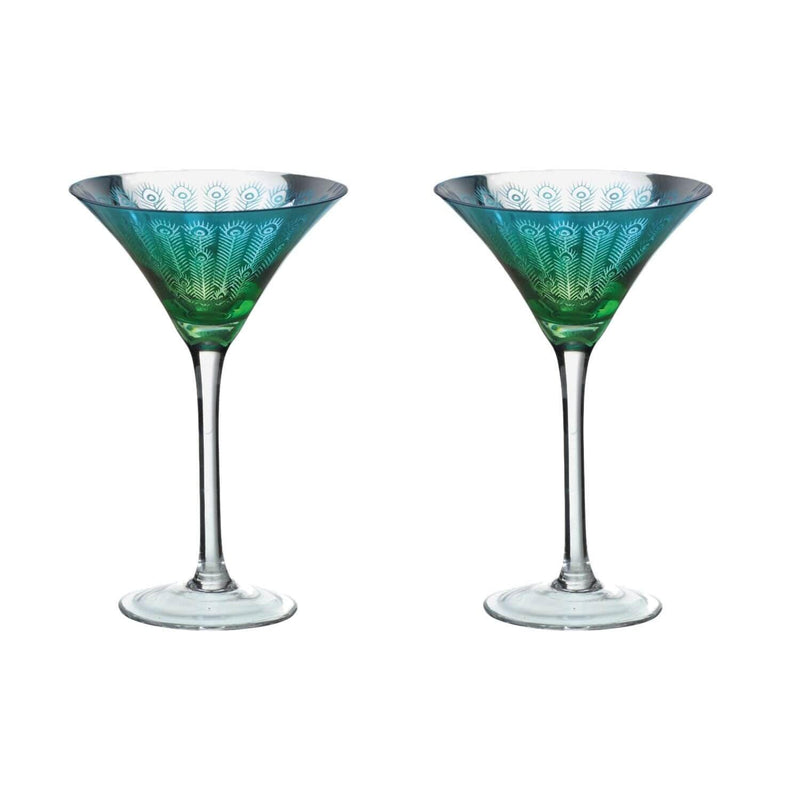 Artland Peacock 2 Piece Martini Glass Set - Potters Cookshop