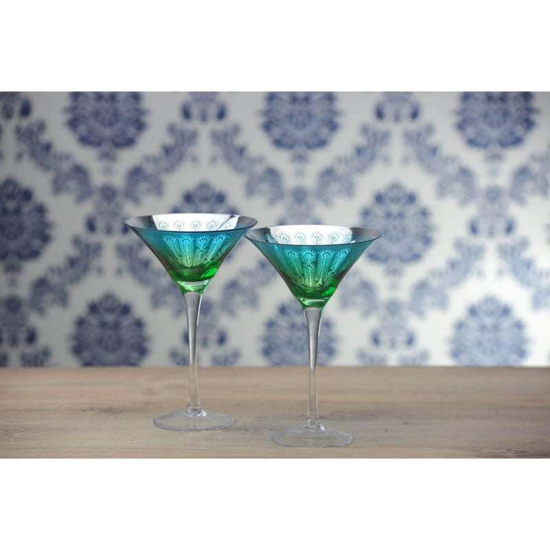 Artland Peacock 2 Piece Martini Glass Set - Potters Cookshop