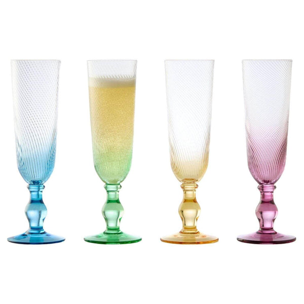 Anton Studios Design Swirl 4 Piece Champagne Glass Set - Potters Cookshop