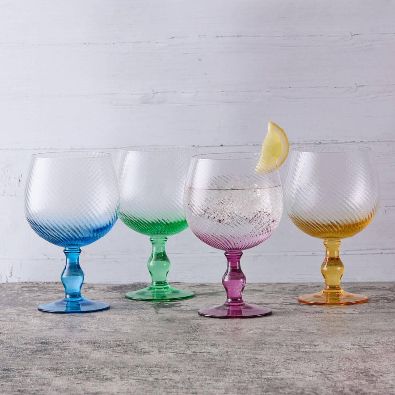 Anton Studios Design Swirl 4 Piece Gin Glass Set - Potters Cookshop