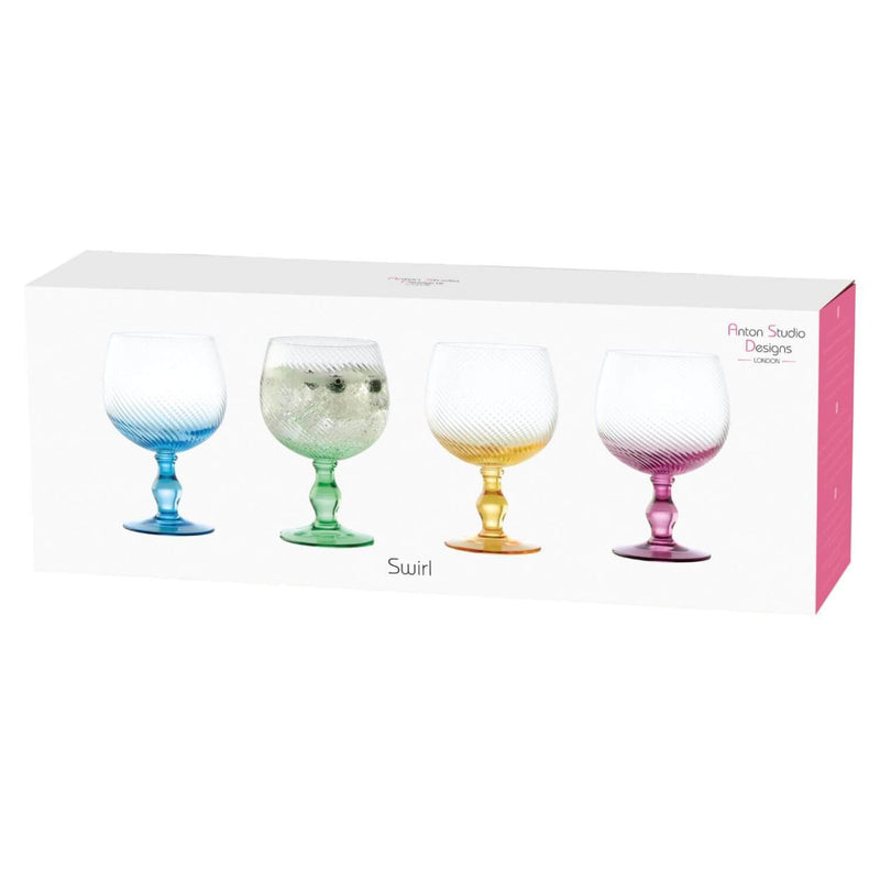 Anton Studios Design Swirl 4 Piece Gin Glass Set - Potters Cookshop