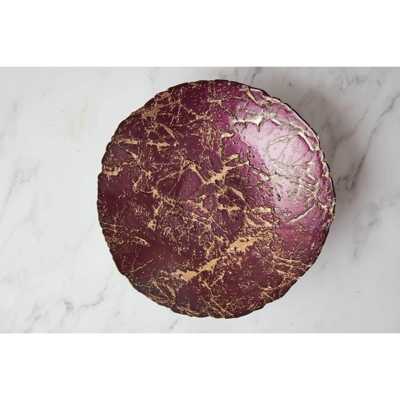 Anton Studio Designs Gold Marble Glass Round Bowl - 33cm - Potters Cookshop