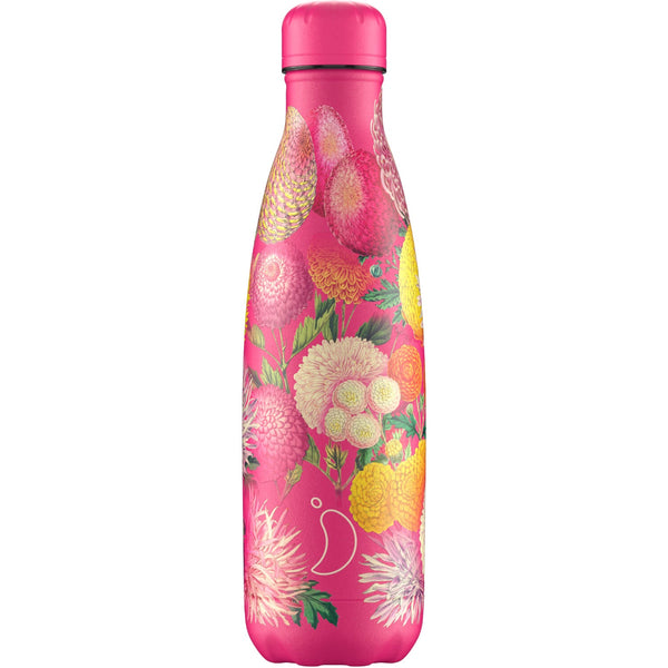 Chilly's 500ml Reusable Water Bottle - Floral Pink Pompoms