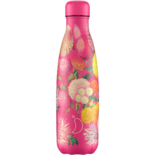 Chilly's 500ml Reusable Water Bottle - Floral Pink Pompoms
