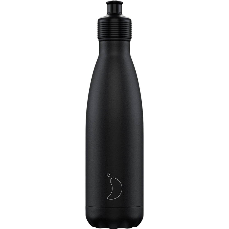 Chilly's 500ml Sports Drinks Bottle - Monochrome Black - Potters Cookshop