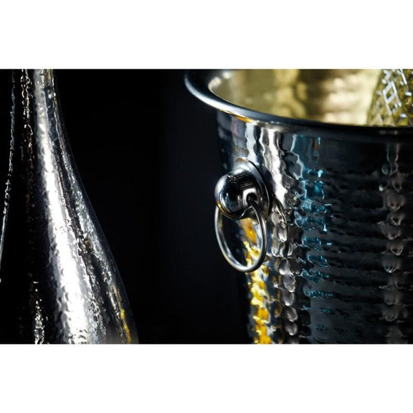 BCCHAMBUCHAM Barcraft Hammered Steel Champagne Ice Bucket Close Up